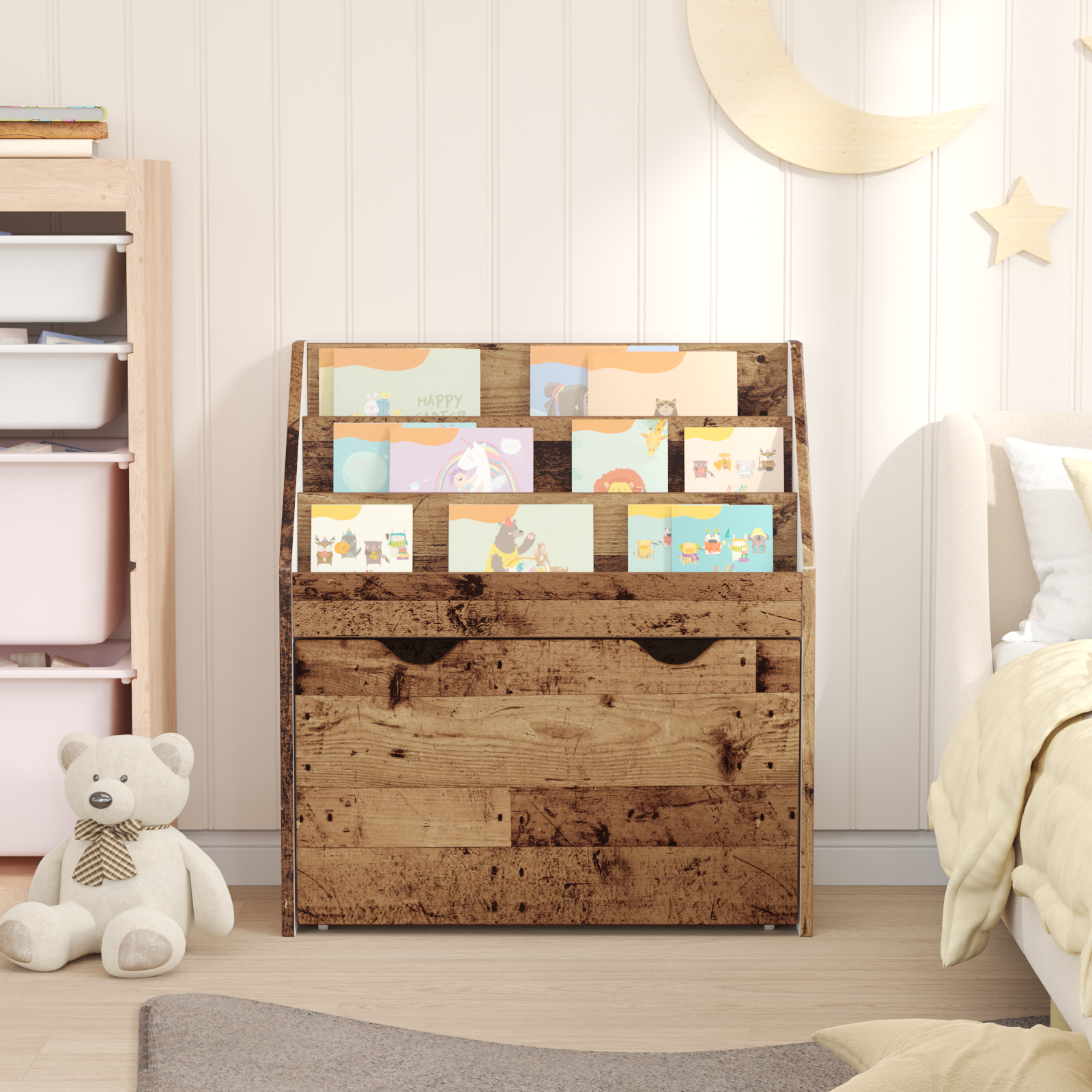 vidaXL Biblioteczka dla dzieci Stare drewno 60 x 29,5 x 69 cm