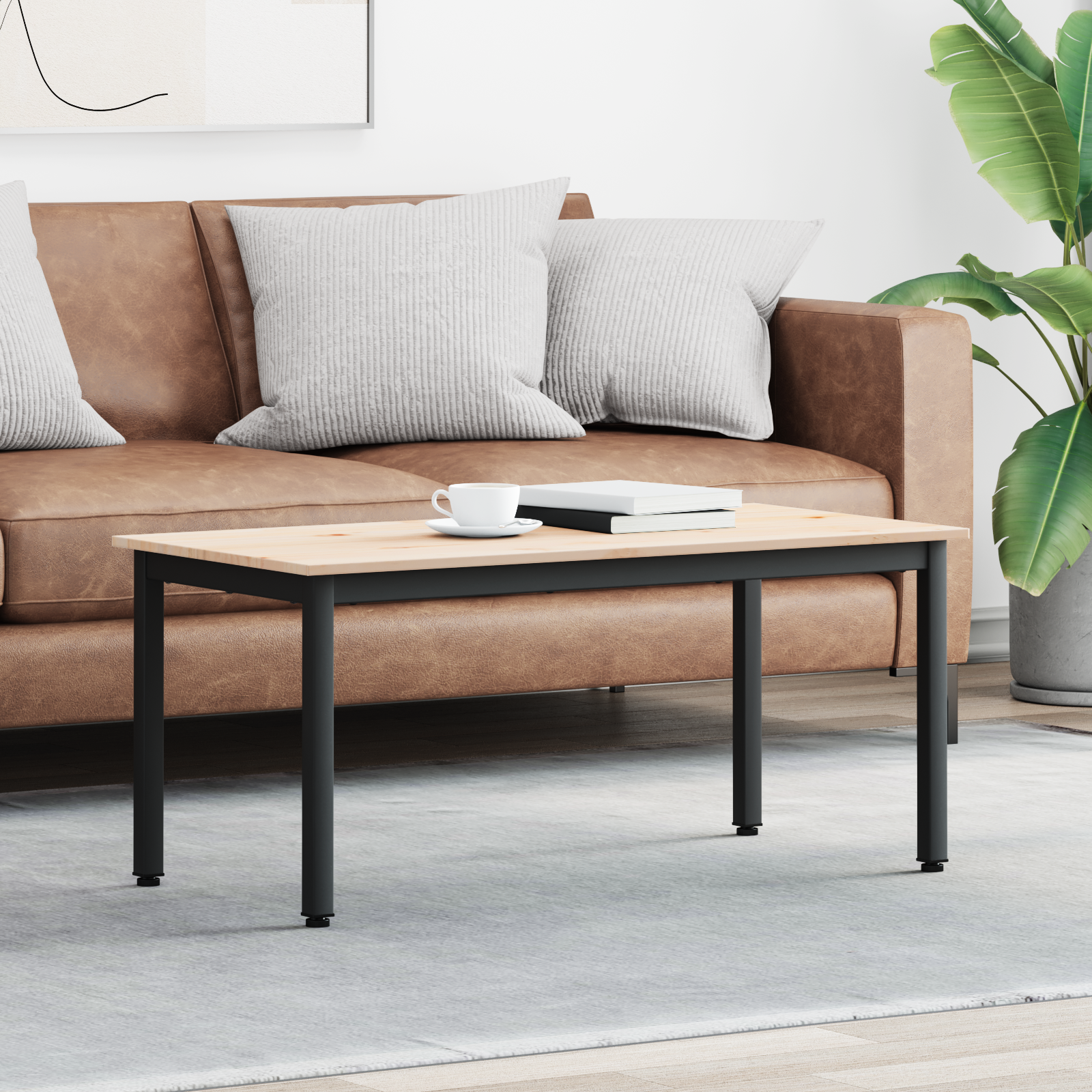 vidaXL Stolik kawowy Naturalny 100 x 50 x 45 cm Lite drewno sosnowe