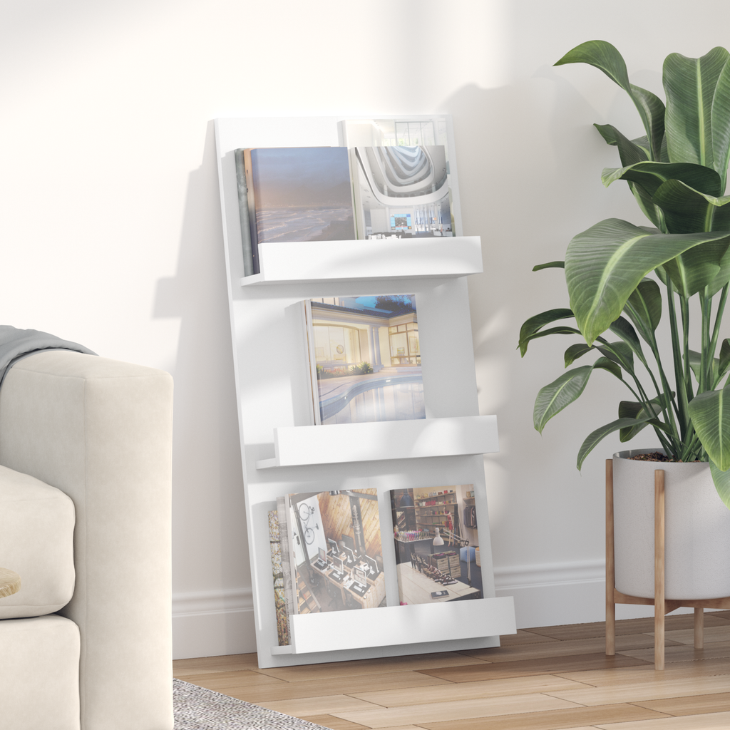 vidaXL Regał na gazety Biały 51 x 11 x 102 cm Drewno inżynieryjne