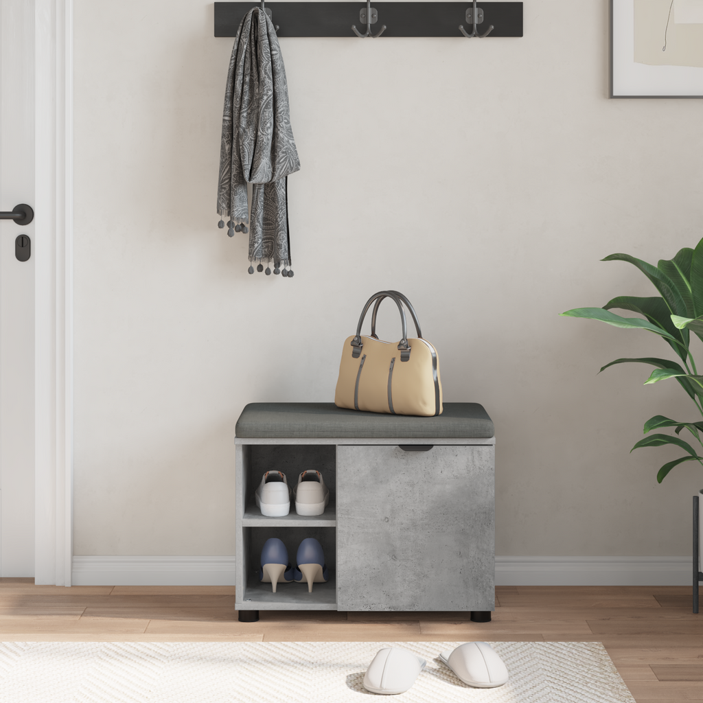 vidaXL Ławka w przedpokoju z poduszką Betonowy Szary 60 x 38 x 46 cm