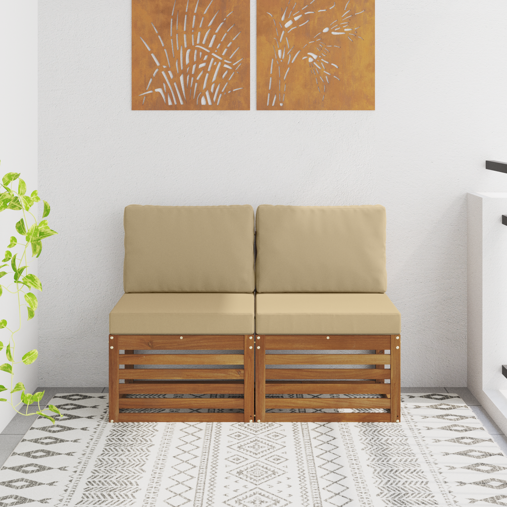 vidaXL 2 Sztuka Środkowa sofa ogrodowa Lite Drewno Akacji Naturalny