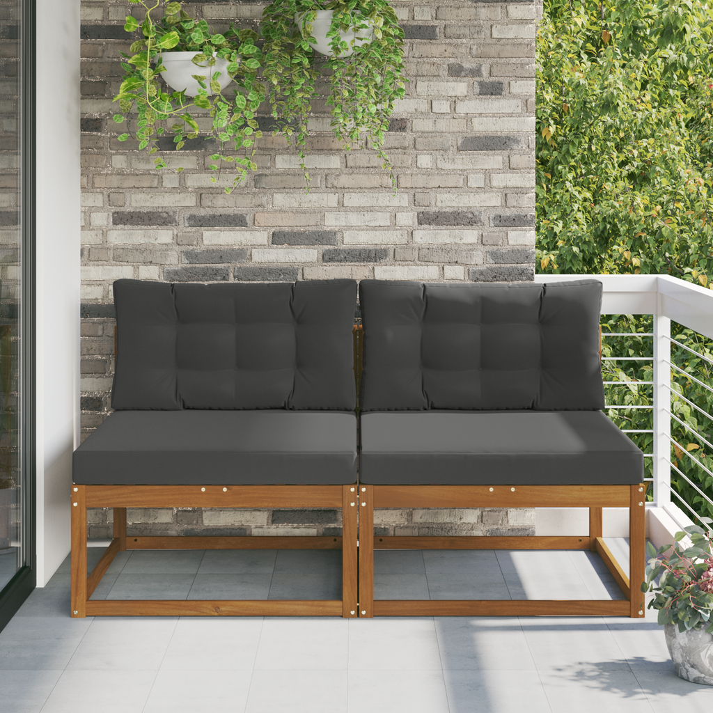 vidaXL Środkowa sofa ogrodowa z poduszką 2 Sztuka Naturalny