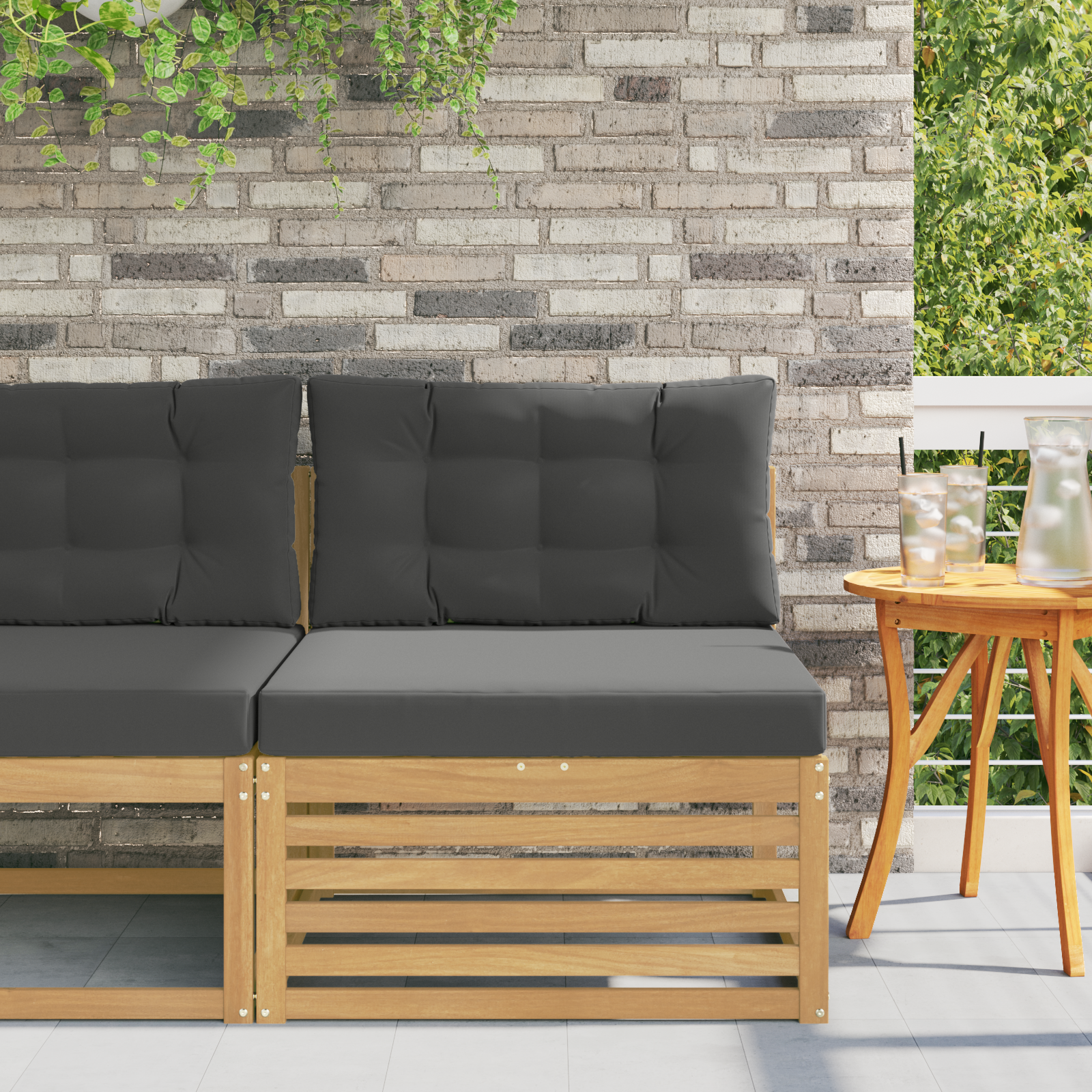 vidaXL Środkowa sofa ogrodowa Lite Drewno Akacji Biały