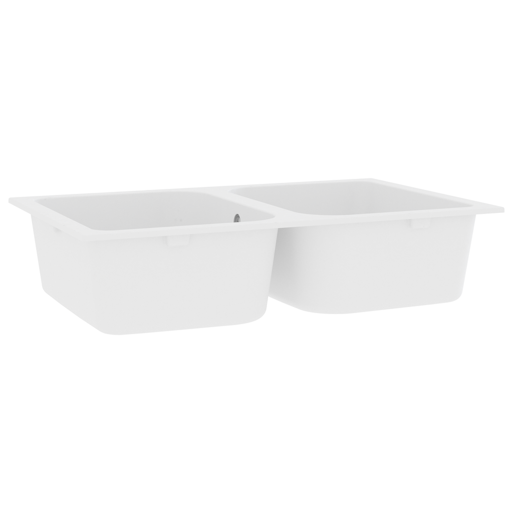 vidaXL Zlew kuchenny Kwarc i żywica 76 x 48 x 30 cm Biały