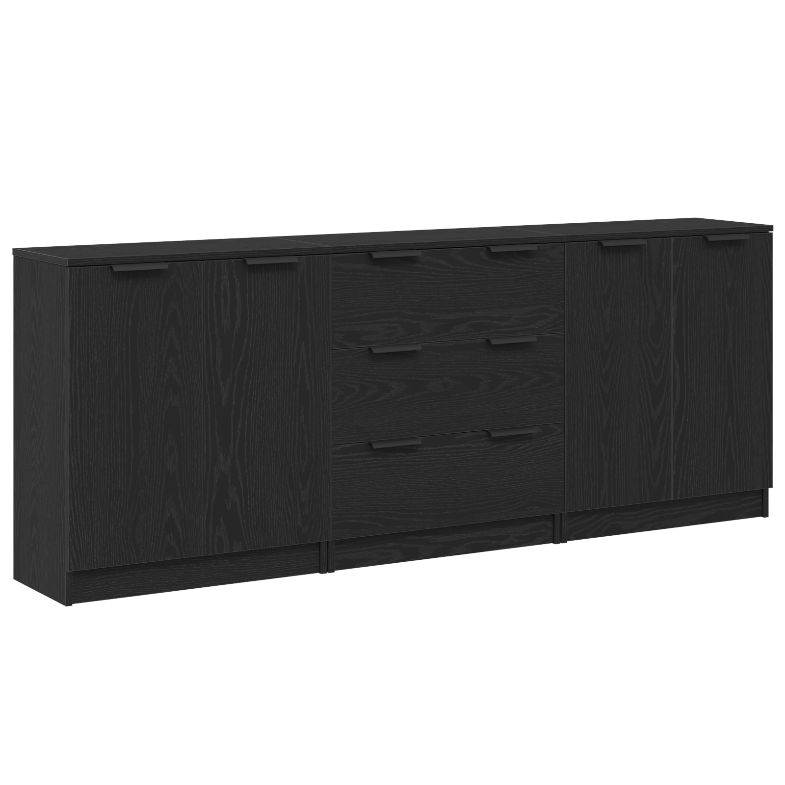vidaXL Bufet 3 szt. Czarny Dąb 180 x 30 x 70 cm Drewno inżynieryjne