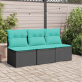 vidaXL Sofa Ogrodowa z poduszką Czarny 165 x 62 x 69 cm Polirattan