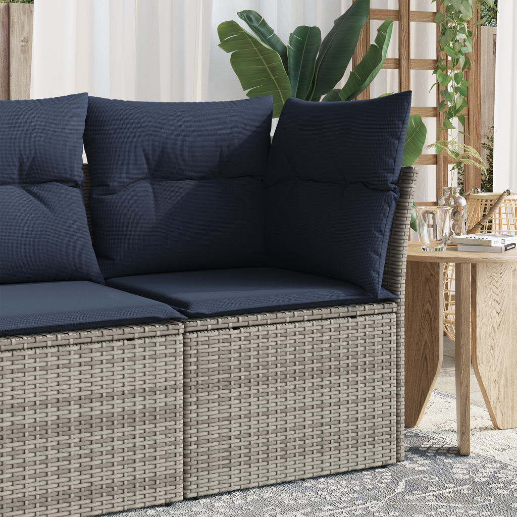 vidaXL Sofa Ogrodowa z poduszką Szary 62 x 62 x 69 cm polirattan