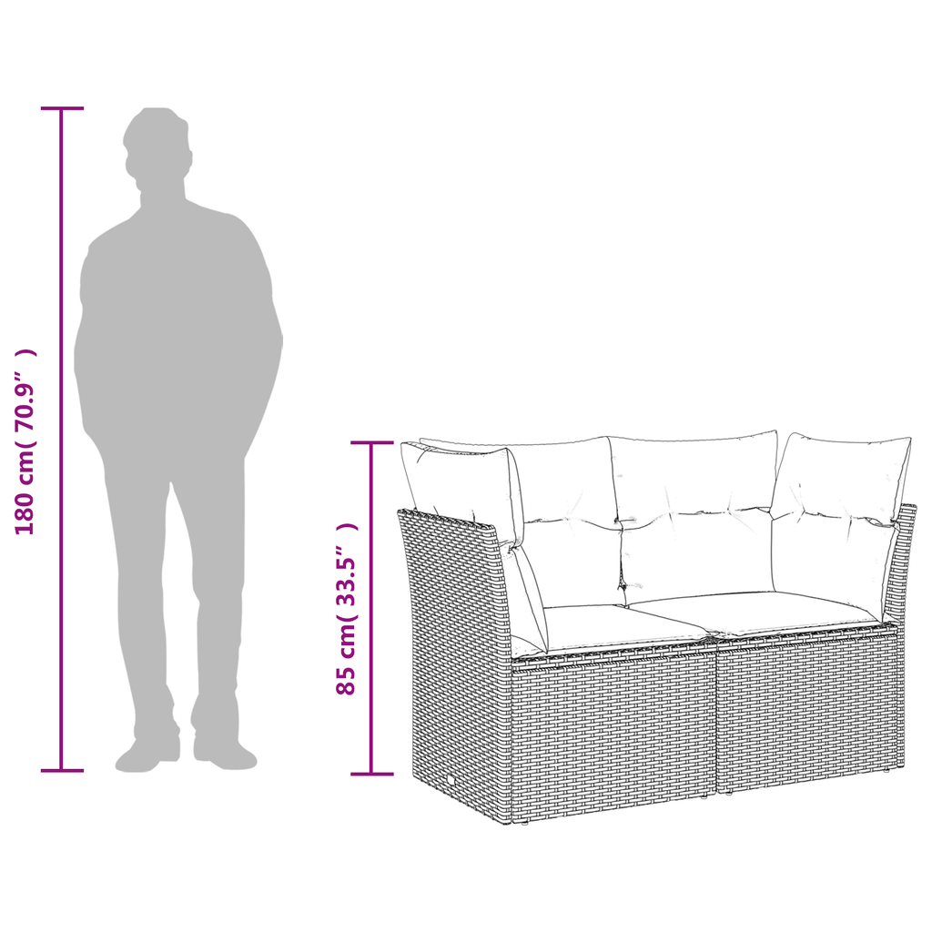 vidaXL | Sofa Ogrodowa | z poduszką Brązowy 124 x 62 x 69 cm polirattan