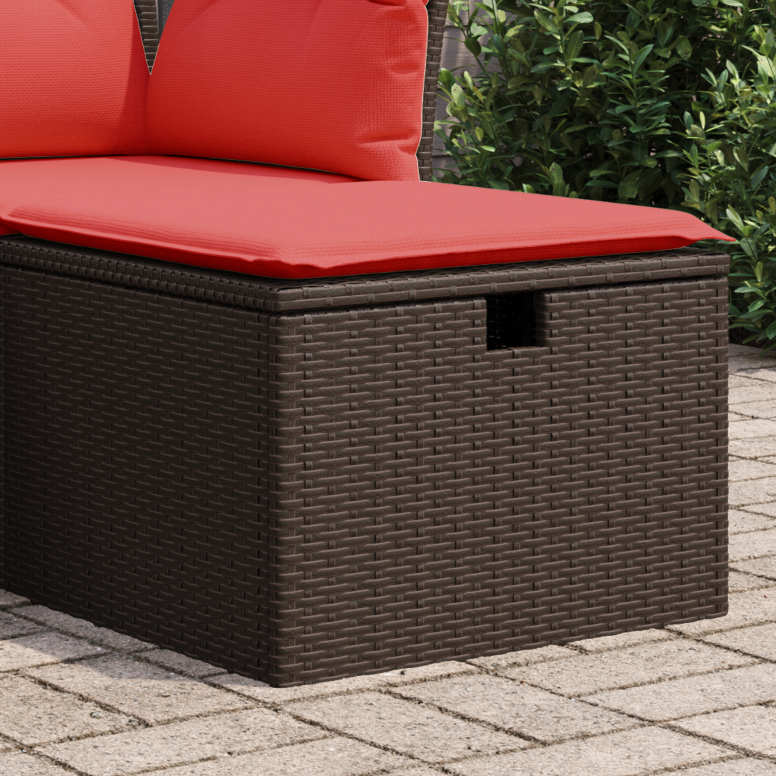 vidaXL Taboret ogrodowy z poduszką Brązowy 55x55x37 cm Polirattan