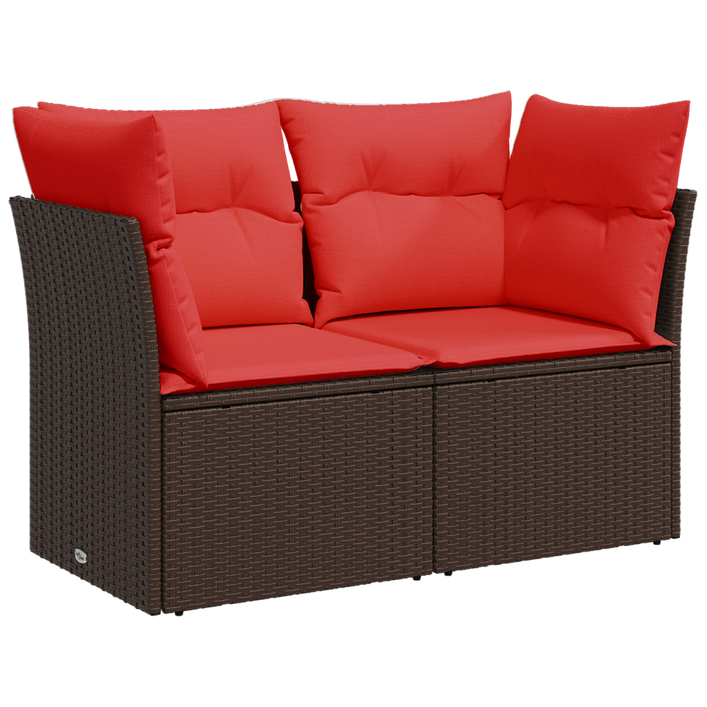 vidaXL Sofa ogrodowa z poduszkami 2-osobowa brązowa polirattanowa