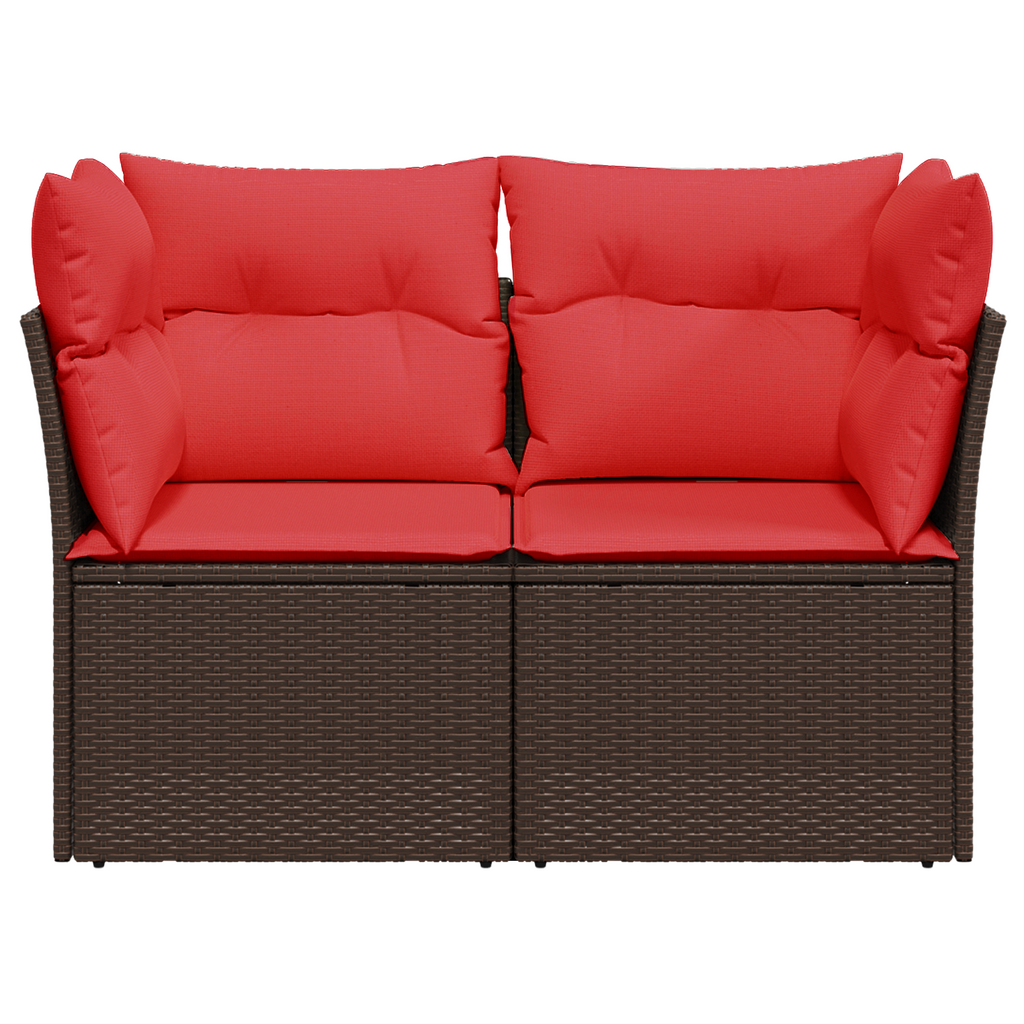 vidaXL Sofa ogrodowa z poduszkami 2-osobowa brązowa polirattanowa