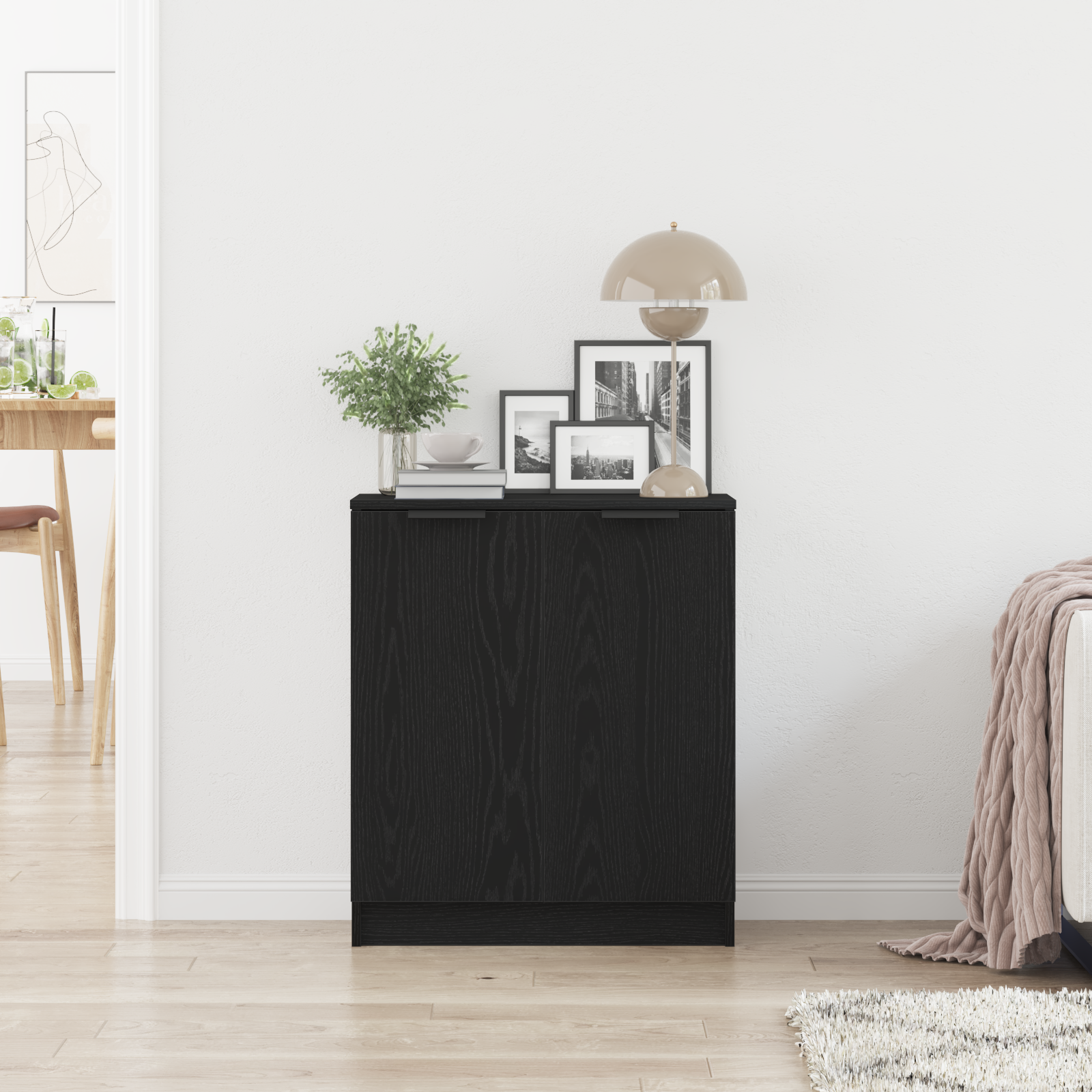 vidaXL Bufet Czarny Dąb 60 x 30 x 70 cm Materiał drewnopochodny