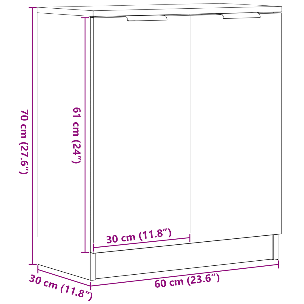 vidaXL Bufet Czarny Dąb 60 x 30 x 70 cm Materiał drewnopochodny