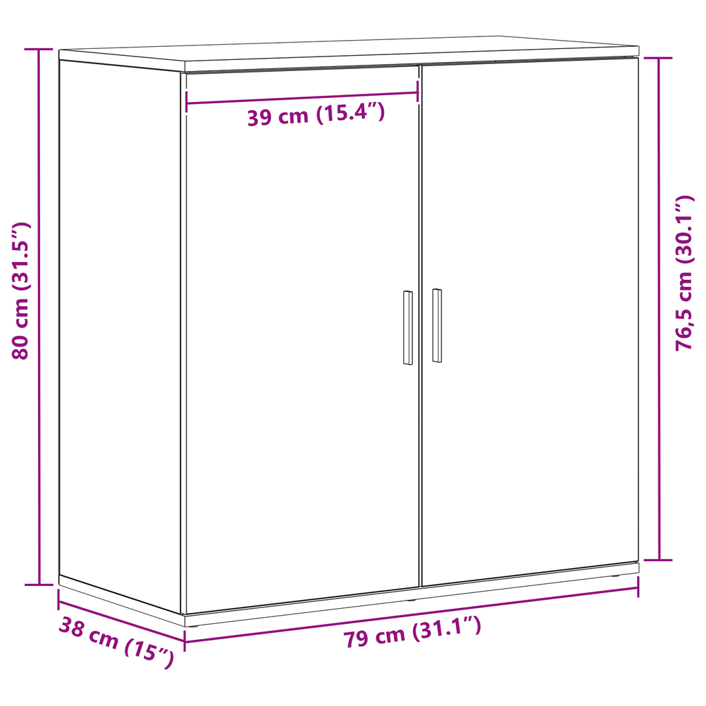 vidaXL Bufet Dąb rzemieślniczy 79 x 38 x 80 cm Materiał drewnopochodny