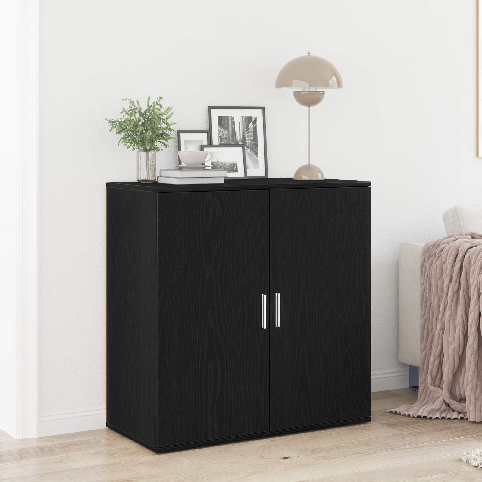 vidaXL Bufet Czarny Dąb 79 x 38 x 80 cm Materiał drewnopochodny