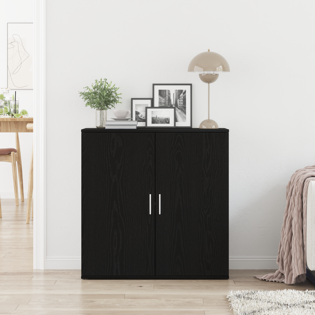 vidaXL Bufet Czarny Dąb 79 x 38 x 80 cm Materiał drewnopochodny