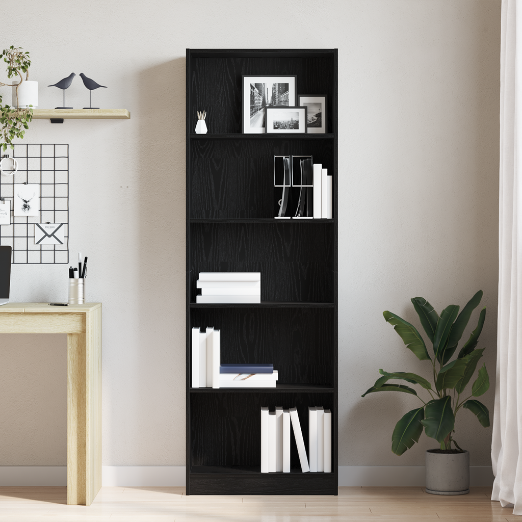 vidaXL Półka na książki Czarny Dąb 60 x 24 x 176 cm