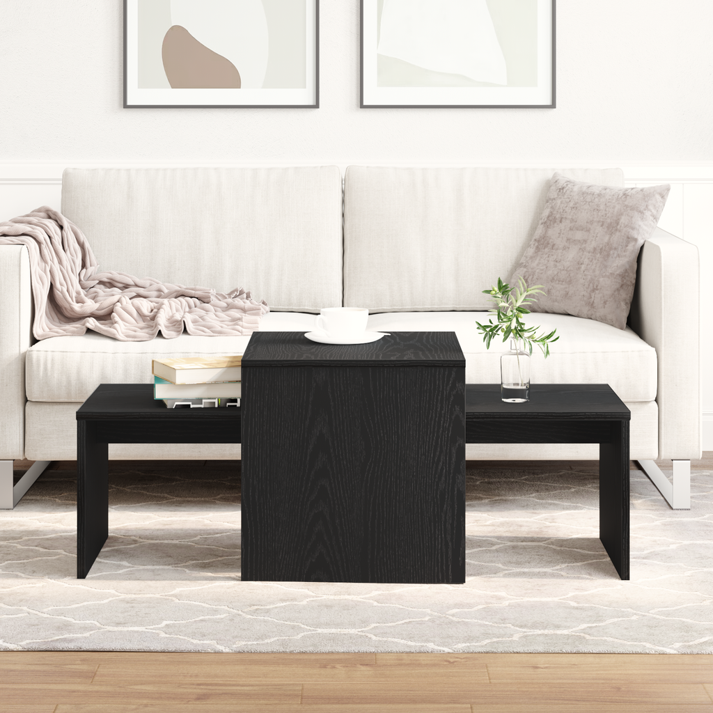 vidaXL Stolik gniazdowy Czarny Dąb 100 x 48 x 40 cm