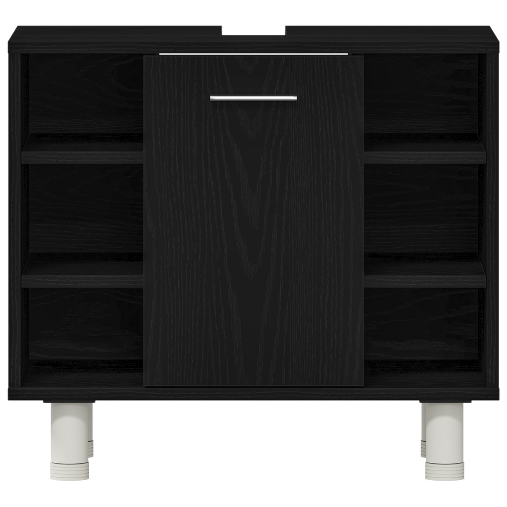 vidaXL Szafka Łazienkowa z półką z drzwiami Czarny Dąb 60 x 32 x 54 cm