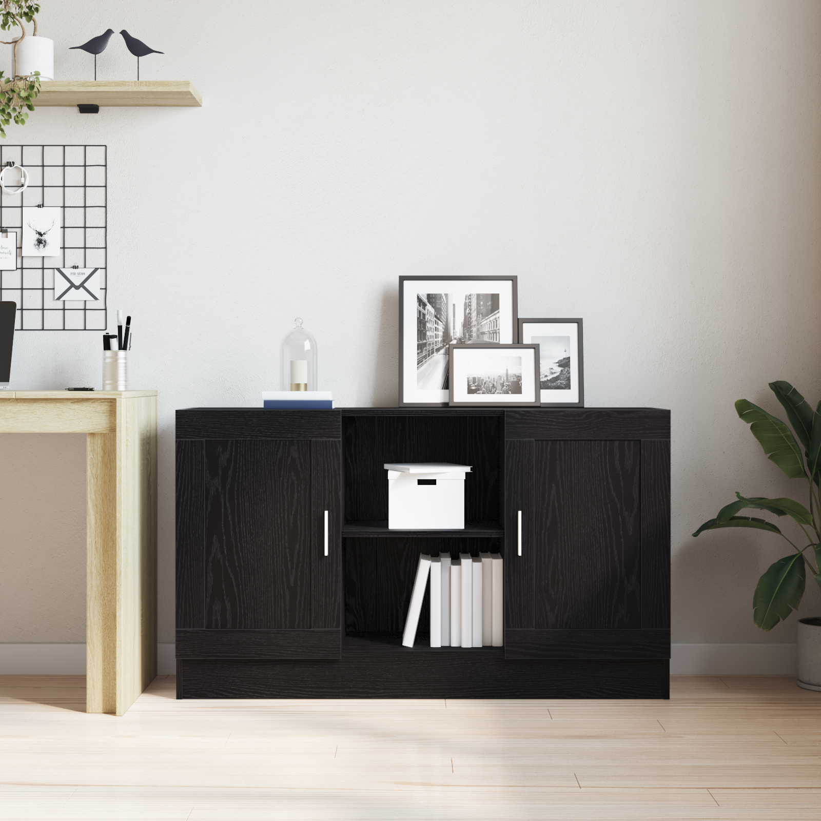 vidaXL Bufet Czarny Dąb 120 x 30,5 x 70 cm Materiał drewnopochodny