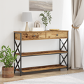 vidaXL Stół Konsolowy z szufladą z półką Stare drewno 100 x 28 x 75 cm