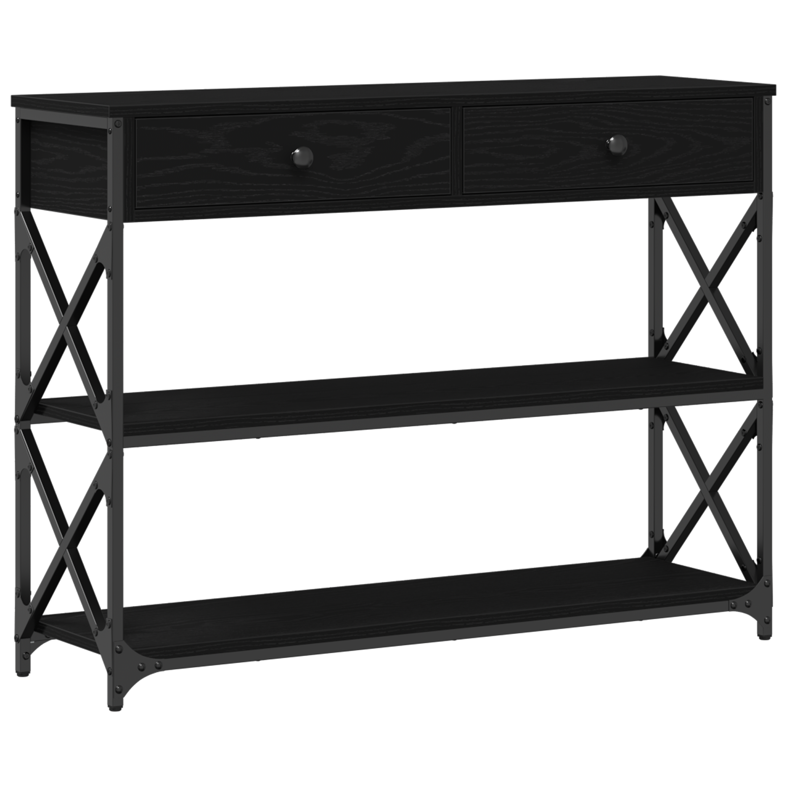 vidaXL Stół Konsolowy z szufladą z półką Czarny dąb 100 x 28 x 75 cm