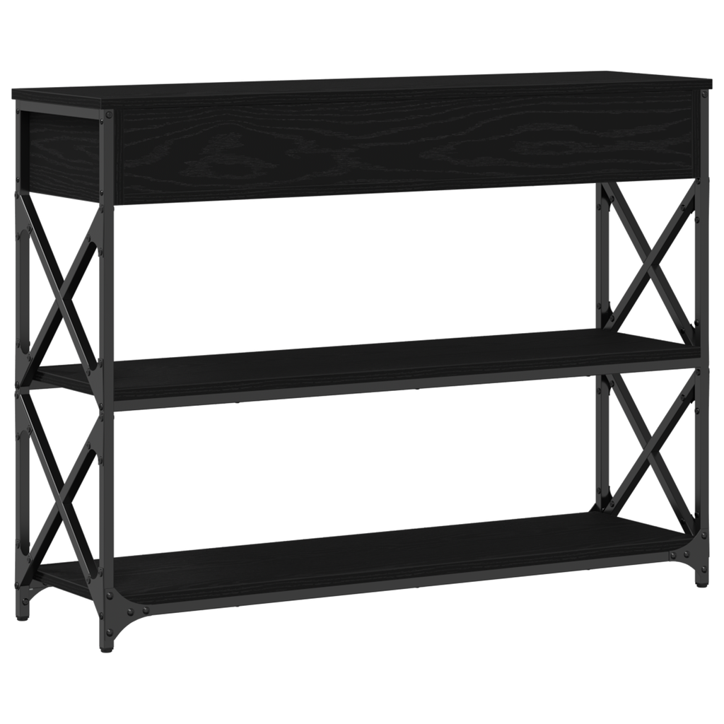 vidaXL Stół Konsolowy z szufladą z półką Czarny dąb 100 x 28 x 75 cm