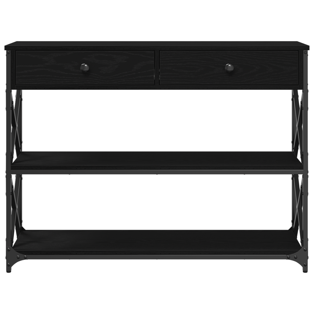 vidaXL Stół Konsolowy z szufladą z półką Czarny dąb 100 x 28 x 75 cm