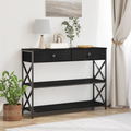 vidaXL Stół Konsolowy z szufladą z półką Czarny dąb 100 x 28 x 75 cm
