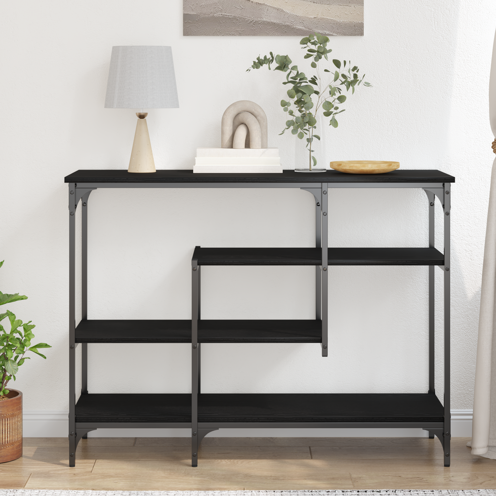 vidaXL Stół Konsolowy z półką Czarny dąb 100 x 35 x 75 cm