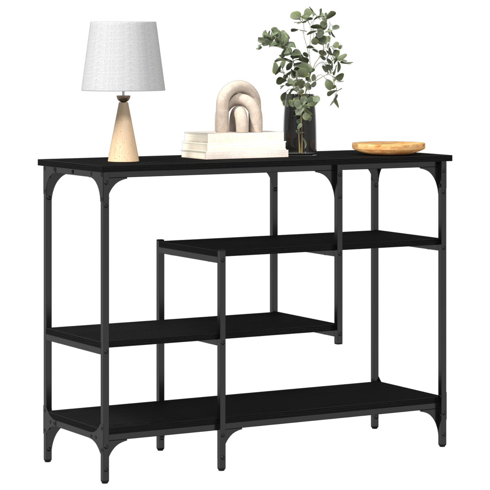 vidaXL Stół Konsolowy z półką Czarny dąb 100 x 35 x 75 cm
